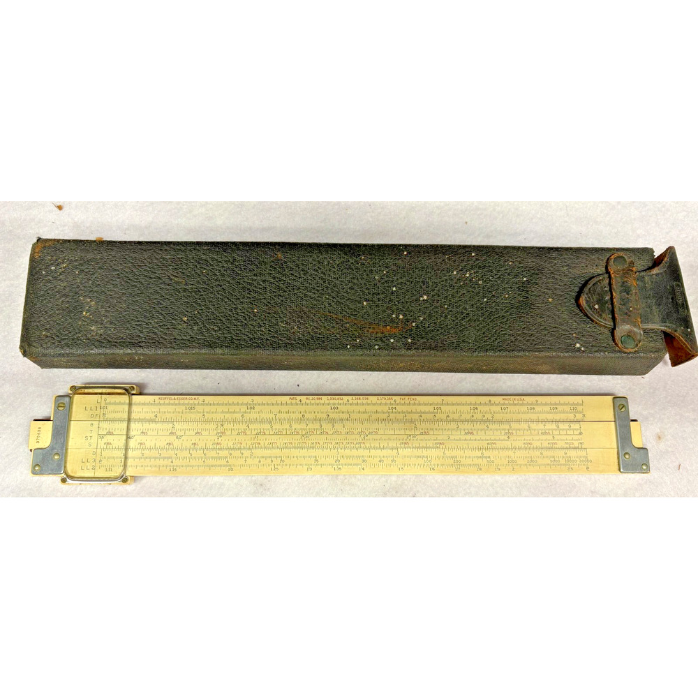 K&E Keuffel & Esser 4080-3 Log Log Duplex Decitrig Slide Rule w/ Leather Case